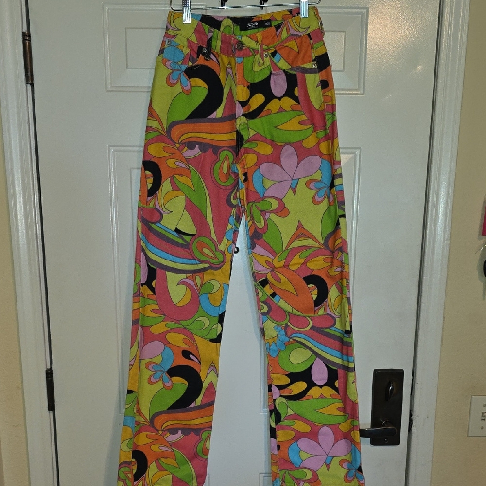 Jaded Multicolor Abstract Patterned Pants - image 1